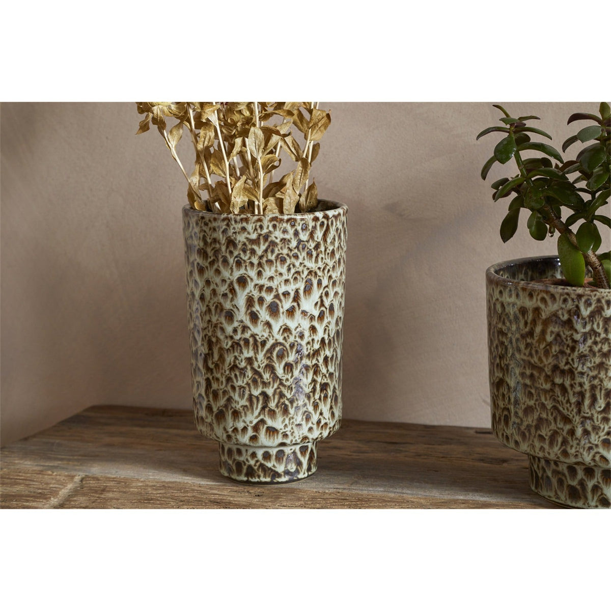 Uzuri Tall Stoneware Vase - Brown