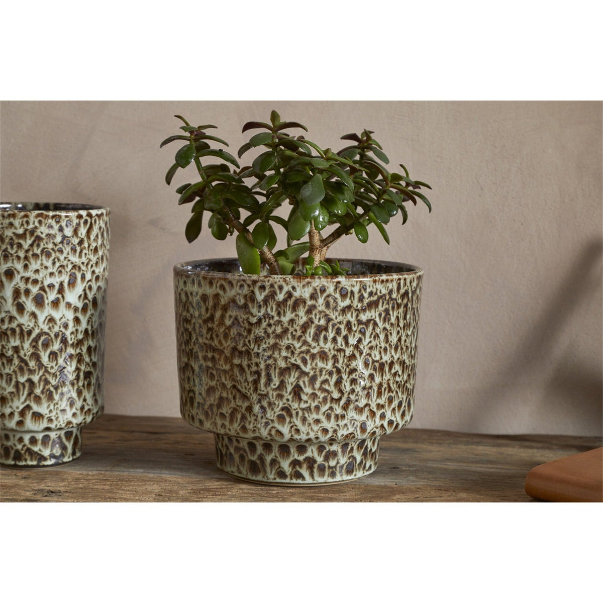Uzuri Reactive Glaze Stoneware Planter - Brown