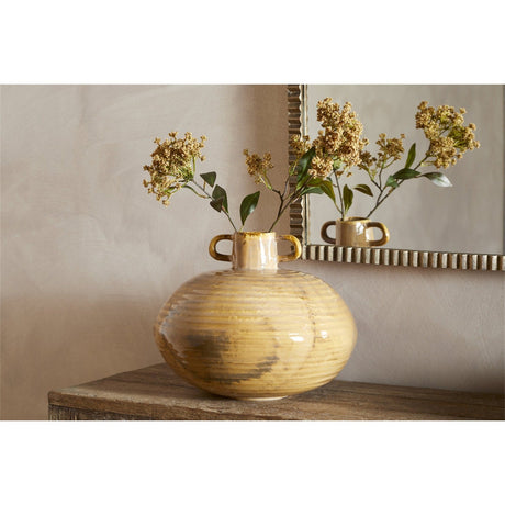 Hujan Textured Ceramic Vase - Ochre