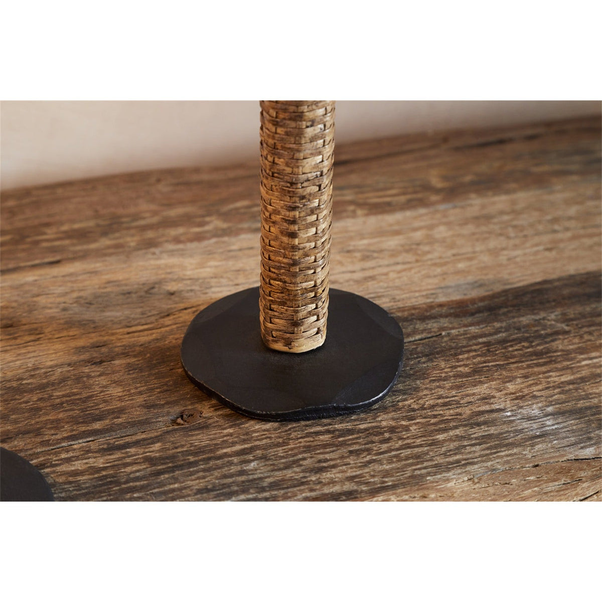 Musika Small Woven Candlestick - Black & Natural