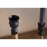 Musika Small Woven Candlestick - Black & Natural