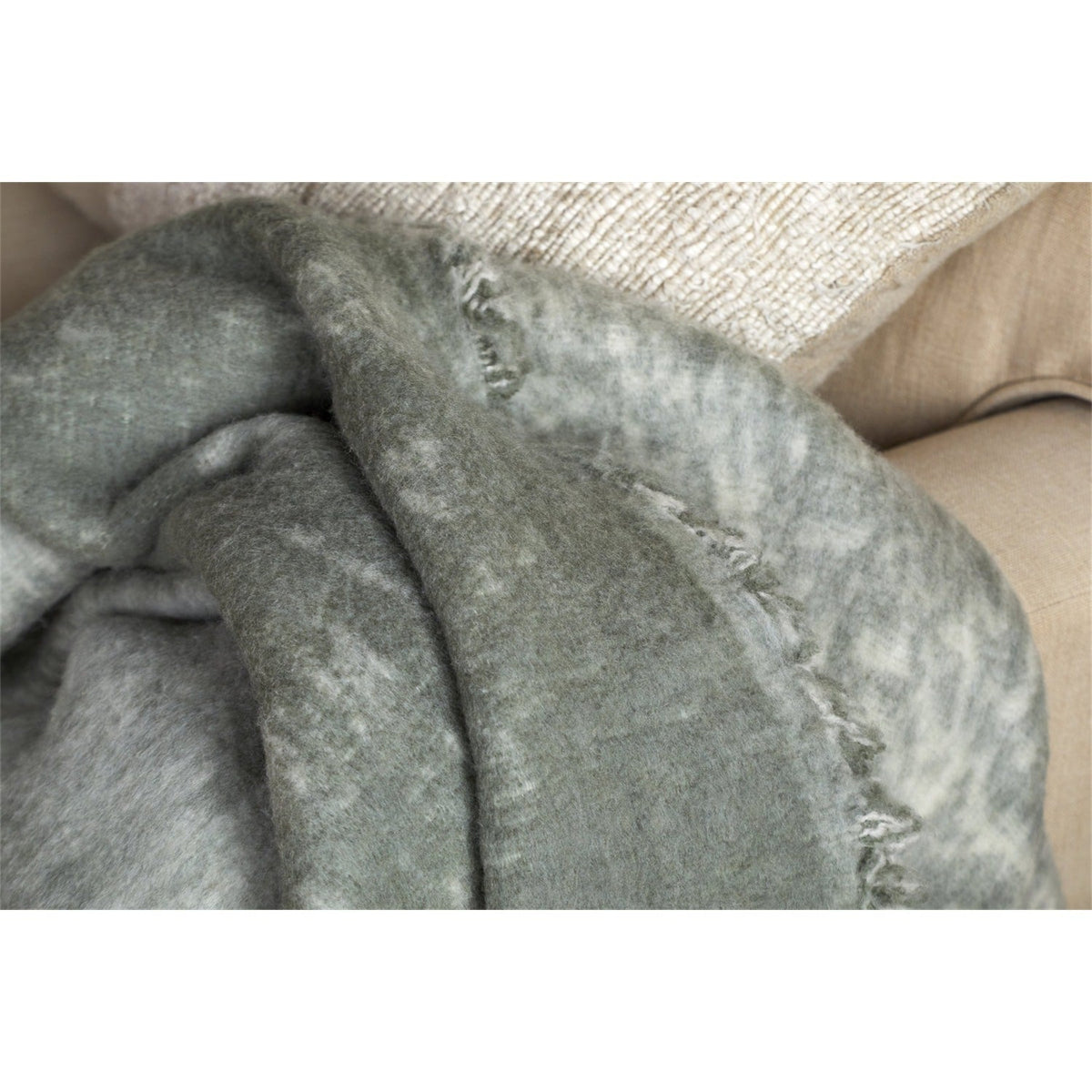 Kambali 130 x 200cm Distressed Jacquard Throw - Moss