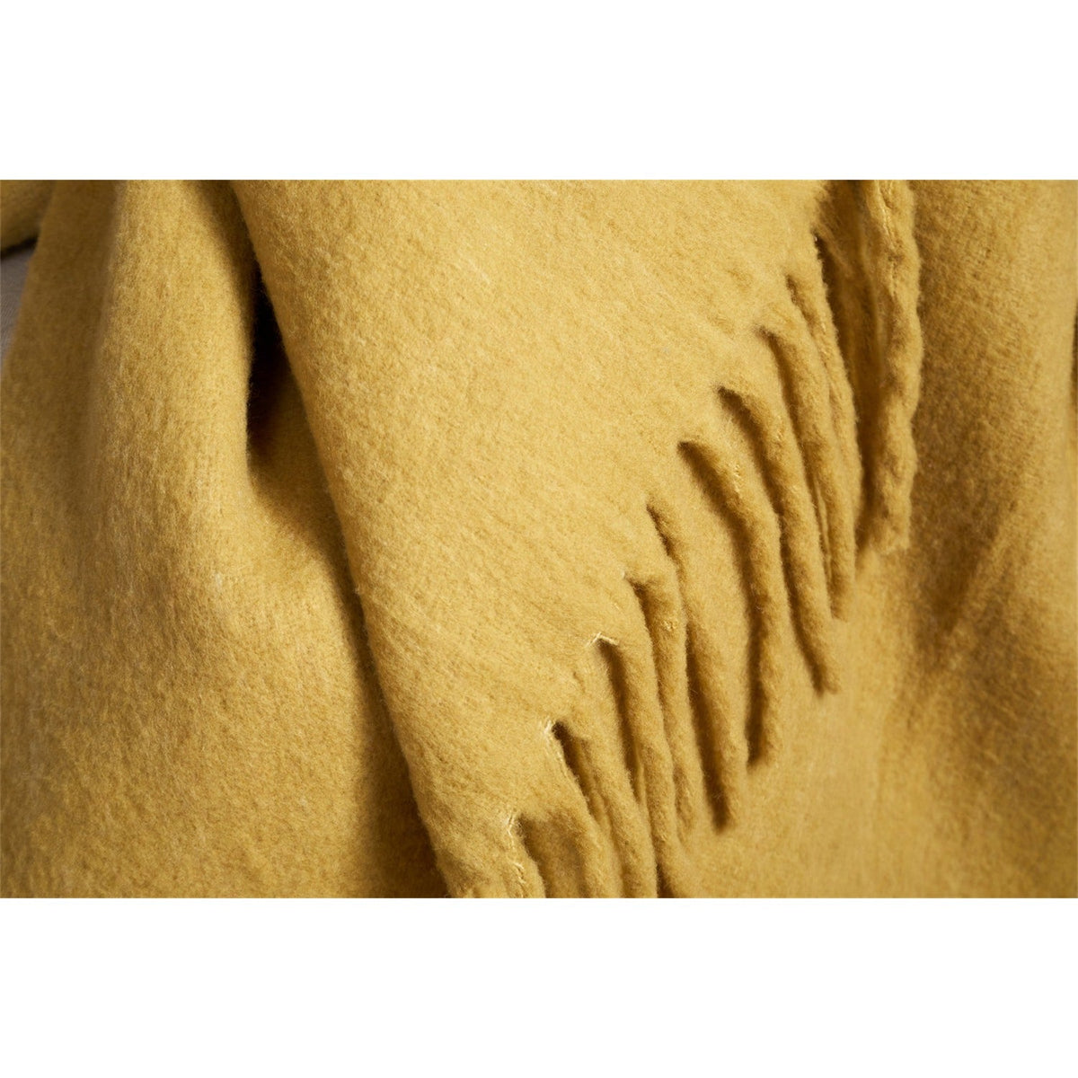 Velatu Fringed Merino Wool Throw - Ochre