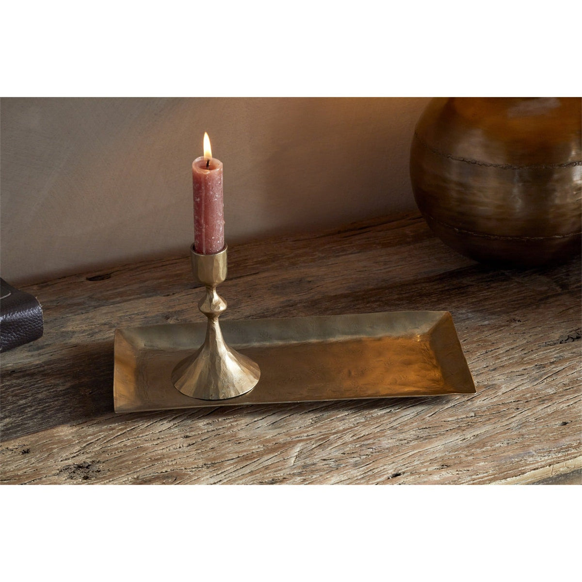 Neram Hammered Iron Tray - Antique Brass