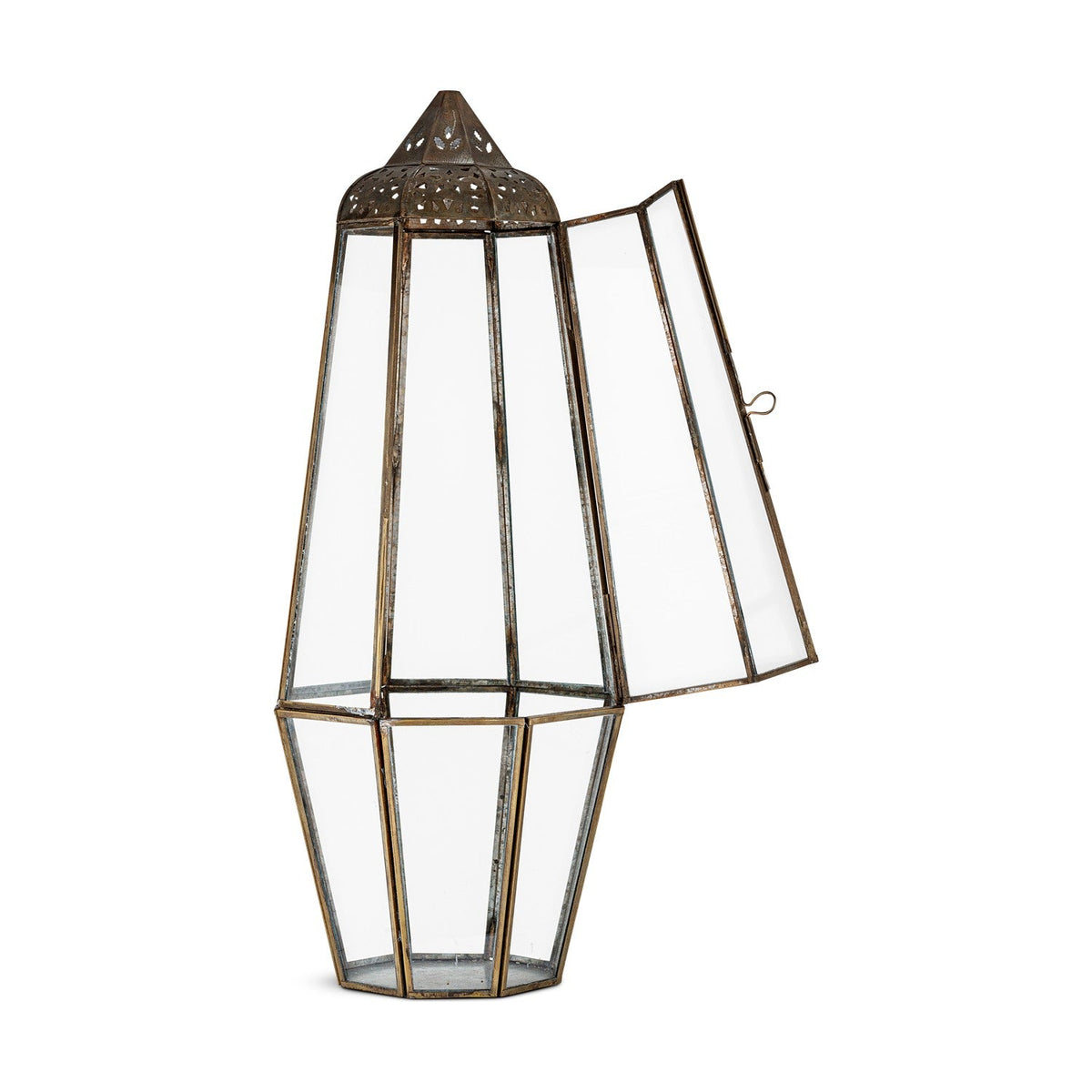 Nyiruan Large Glass Lantern - Brass & Clear