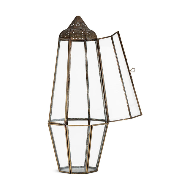 Nyiruan Large Glass Lantern - Brass & Clear