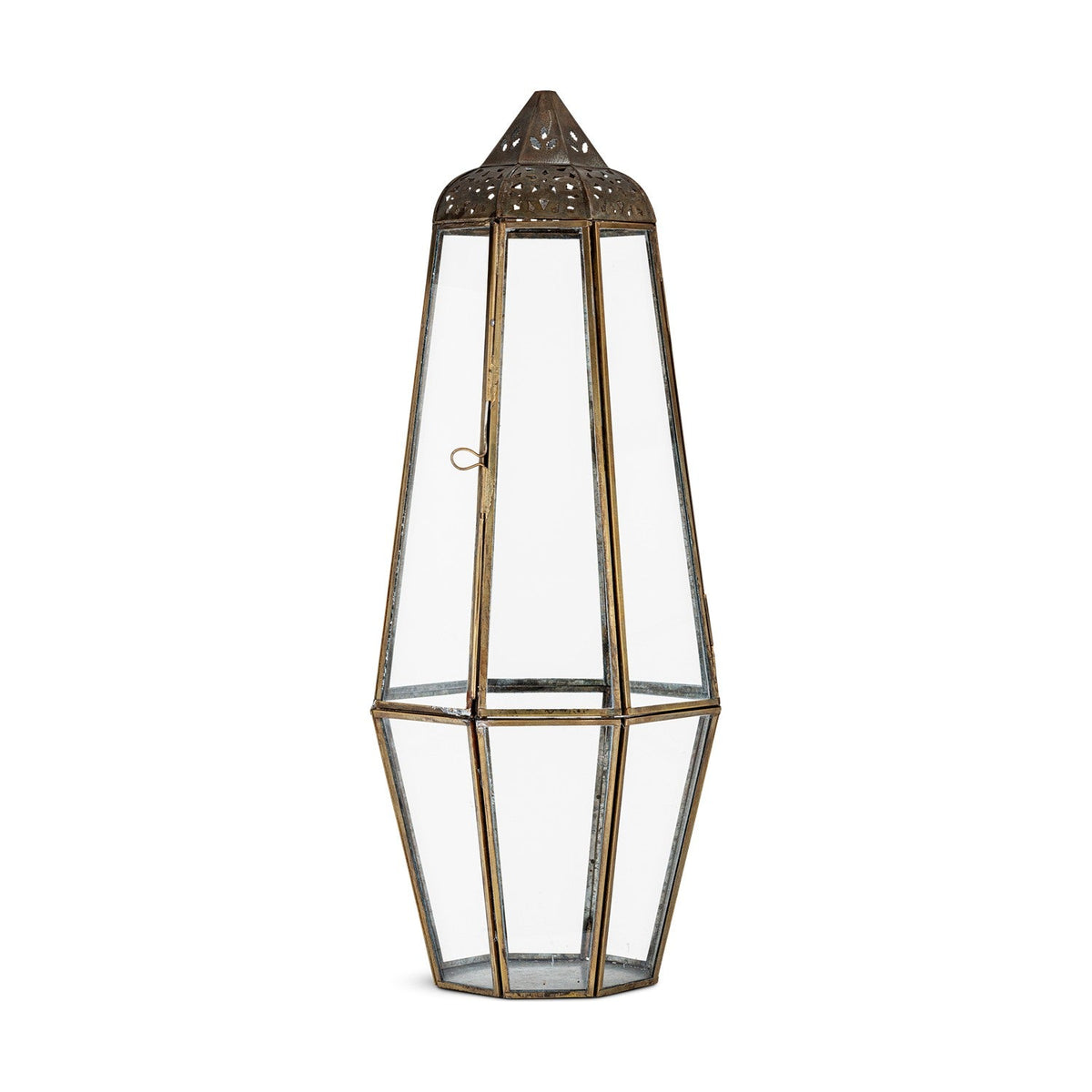Nyiruan Large Glass Lantern - Brass & Clear