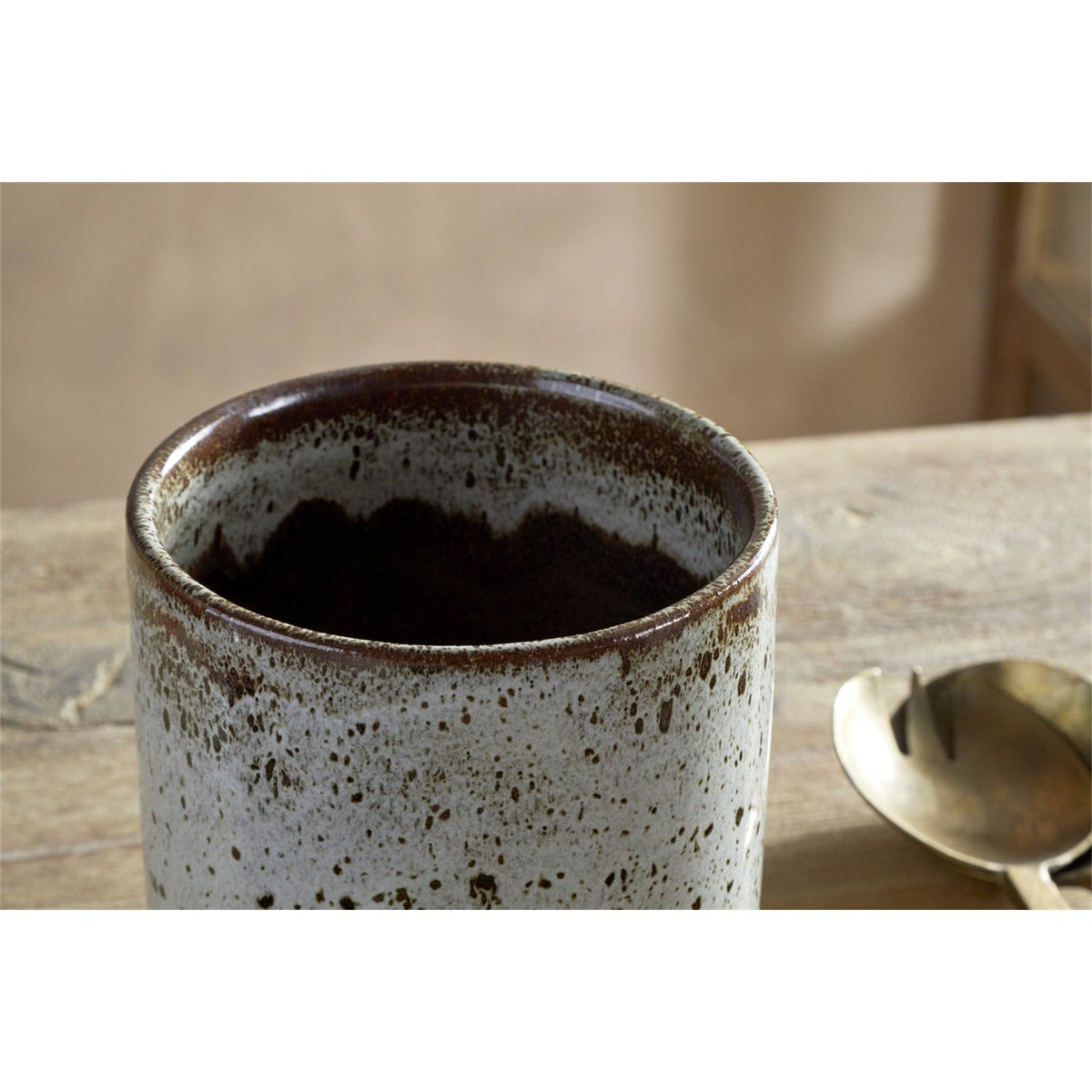 Cam Reactive Glaze Utensil Holder - Mocha