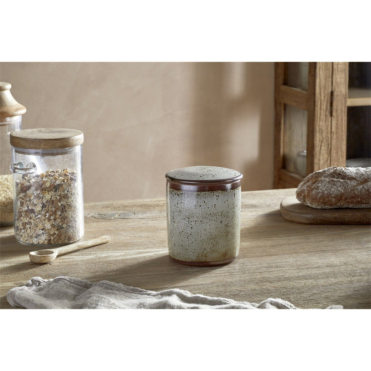 Cam Lidded Storage Jar - Mocha