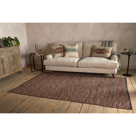Ele 150 x 240cm Handwoven Recycled Leather Rug - Tan