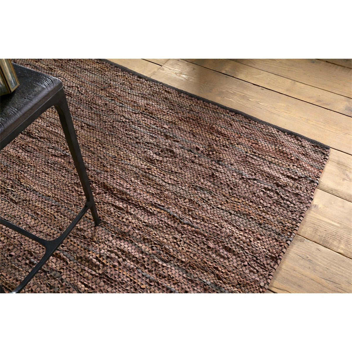 Ele 150 x 240cm Handwoven Recycled Leather Rug - Tan