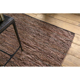 Ele 150 x 240cm Handwoven Recycled Leather Rug - Tan
