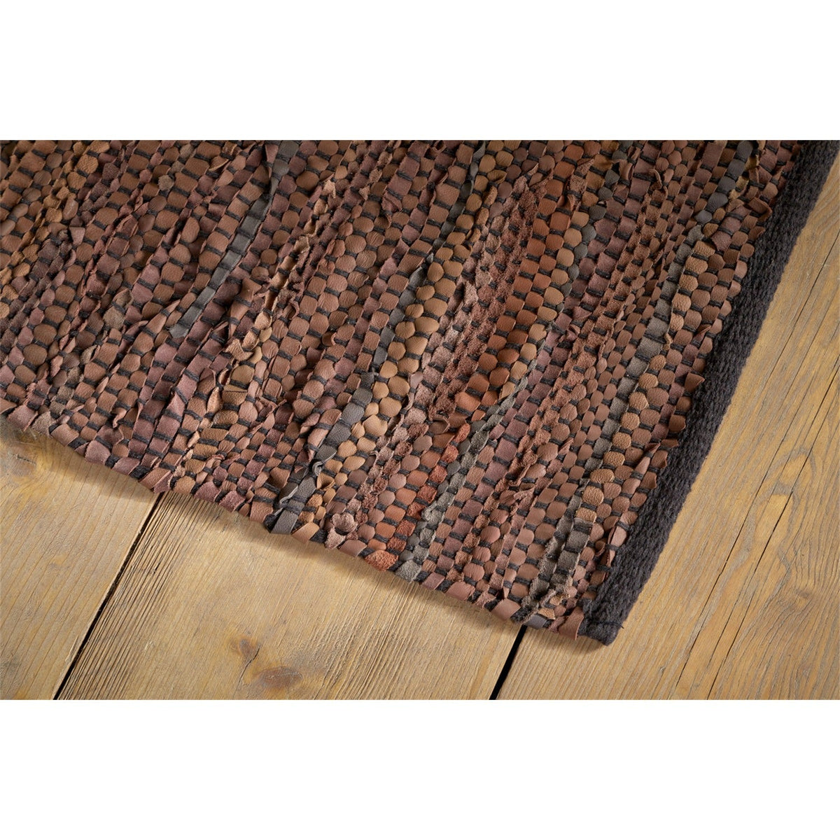 Ele 150 x 240cm Handwoven Recycled Leather Rug - Tan