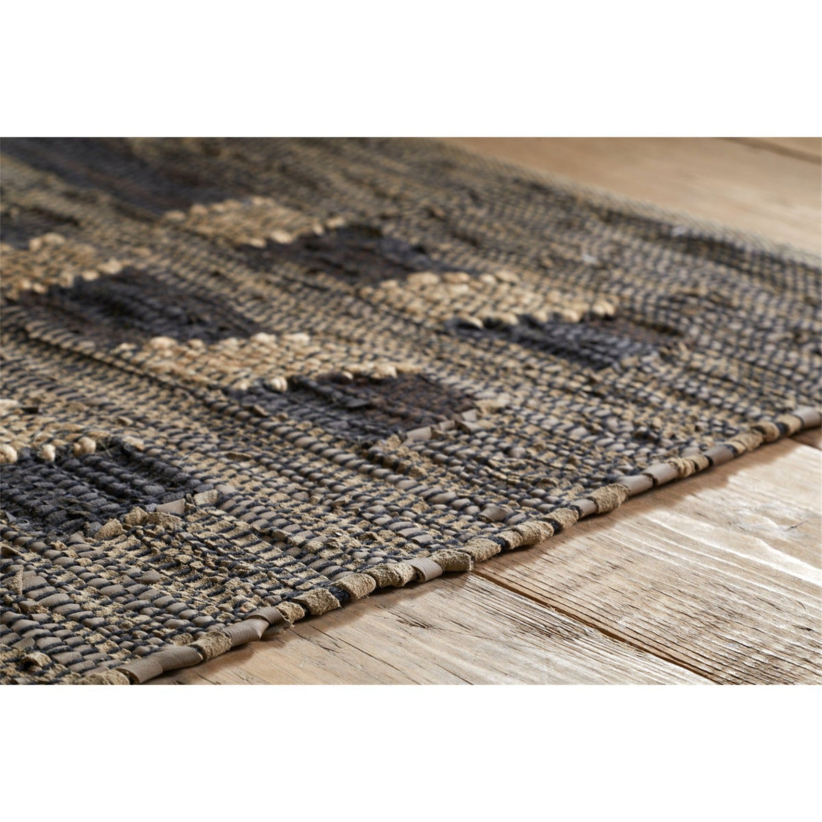 Nadiki 150 x 240cm Recycled Leather Rug - Black & Natural