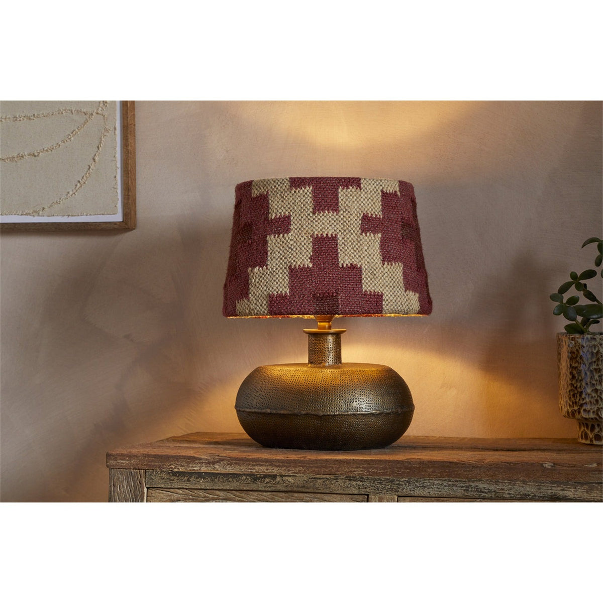 Kaadu Medium Jute Kilim Lampshade - Rust & Natural