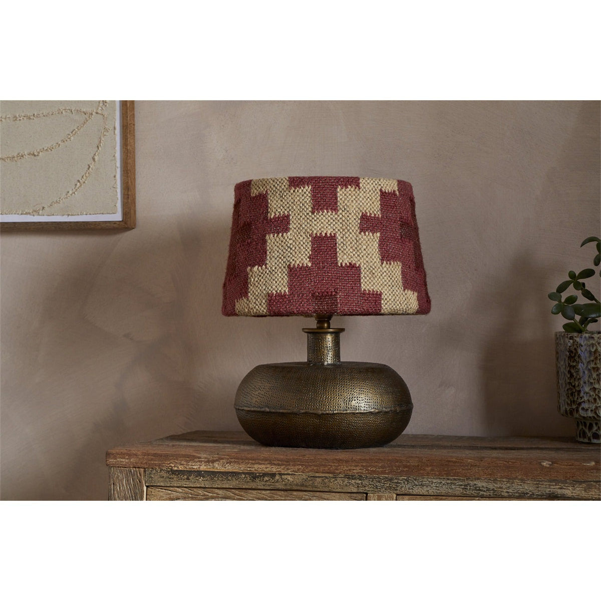 Kaadu Medium Jute Kilim Lampshade - Rust & Natural