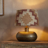 Shanto Jute Kilim Lampshade - Rust & Natural - Medium, styled