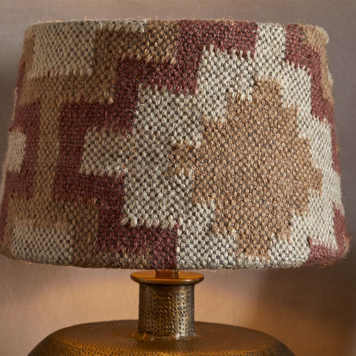 Shanto Jute Kilim Lampshade - Rust & Natural - Medium, styled view 3