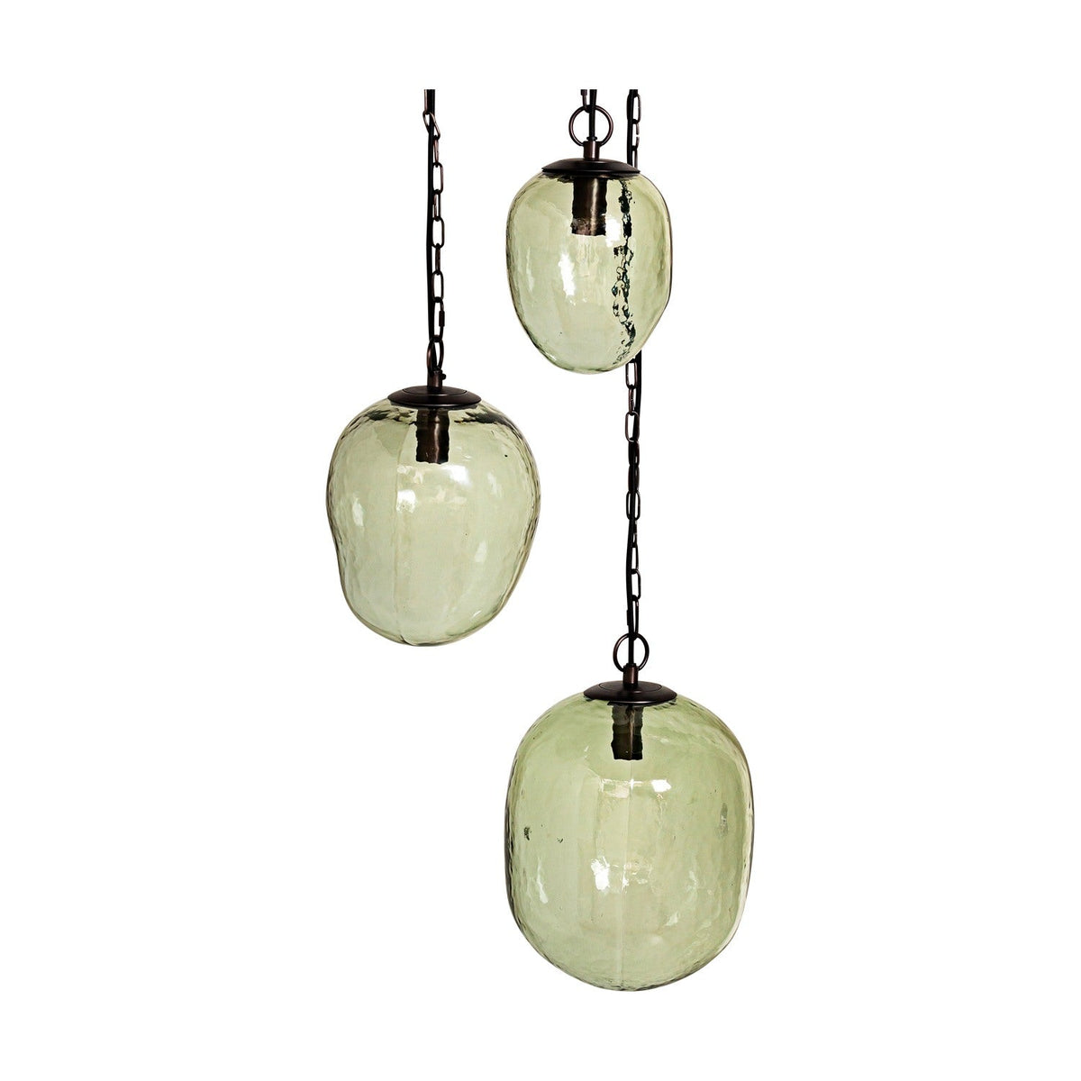 Sanvika 3 Light Organic Cluster Pendant Light - Green