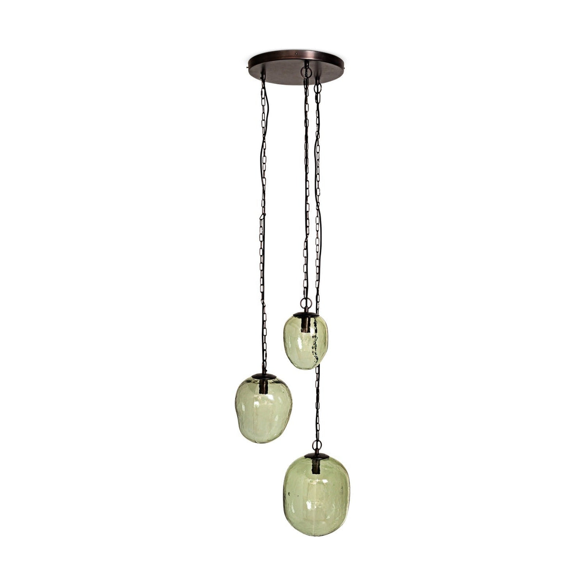 Sanvika 3 Light Organic Cluster Pendant Light - Green