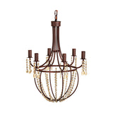 Naavia 6 Light Iron & Crystal Chandelier - Rust