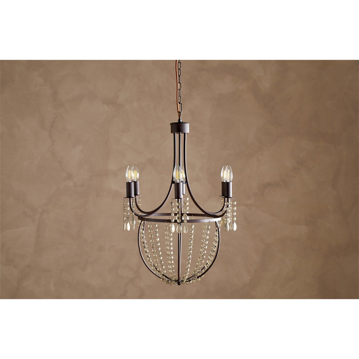 Naavia 6 Light Iron & Crystal Chandelier - Rust