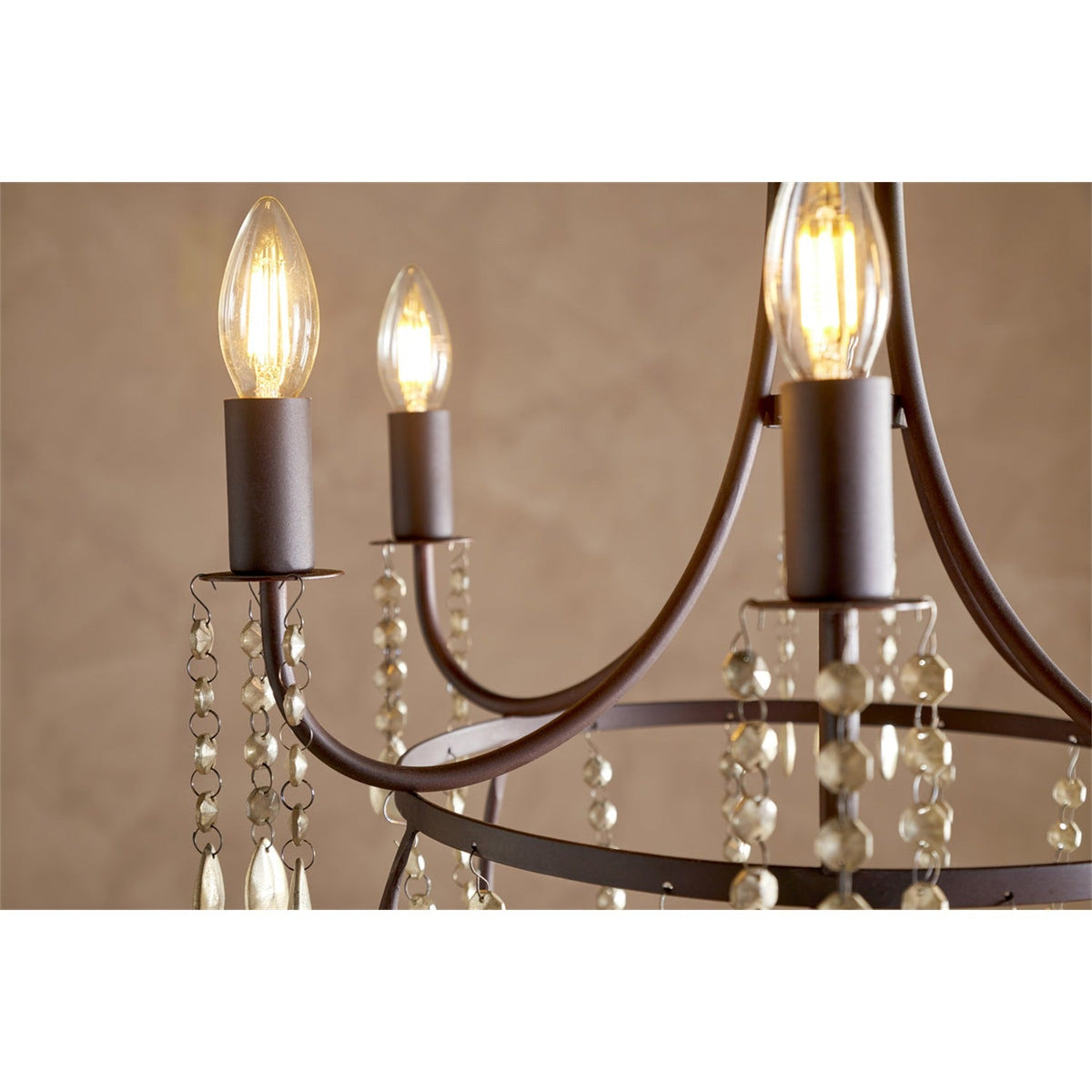 Naavia 6 Light Iron & Crystal Chandelier - Rust