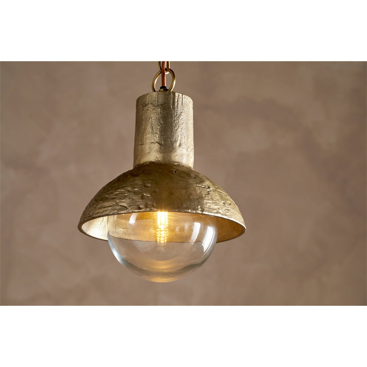 Sakti Brass & Recycled Glass Pendant Light - Clear