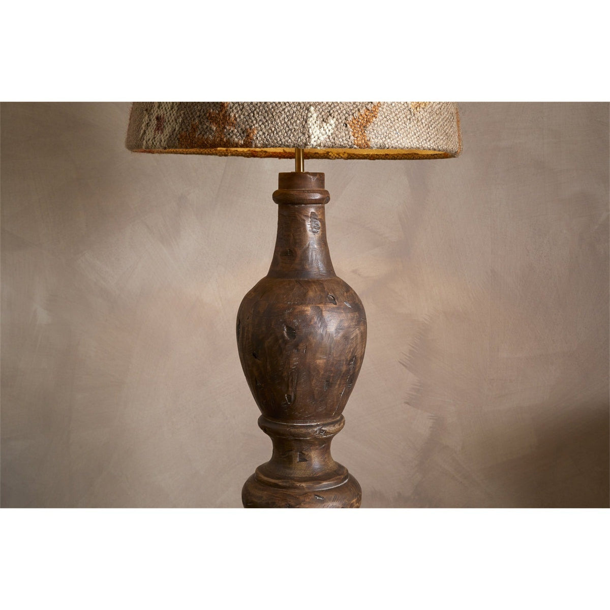 Naya Carved Wood Floor Lamp Base - Chocolate Brown