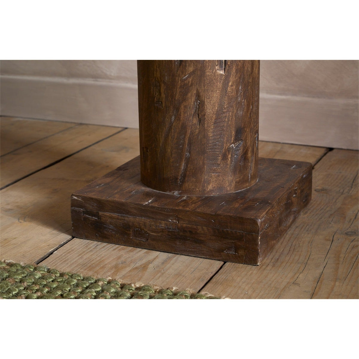 Naya Carved Wood Floor Lamp Base - Chocolate Brown