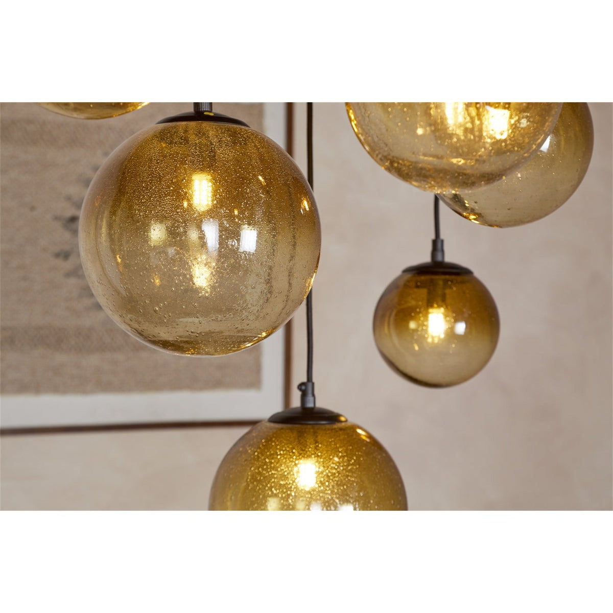 Jerami 7 Light Recycled Glass Linear Chandelier - Caramel