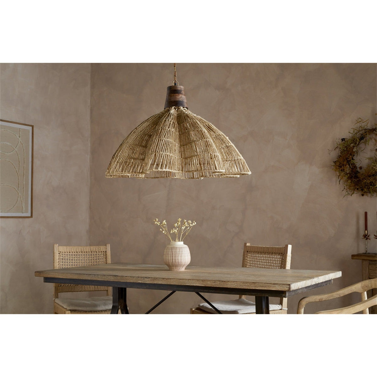 Tudai Large Woven Jute Pendant Light - Natural