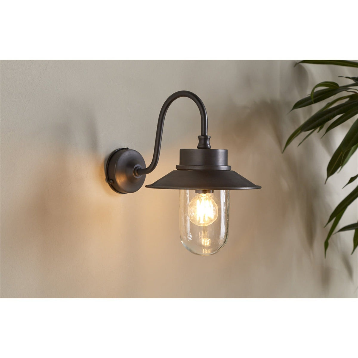 Alwar Swan Neck Outdoor Wall Light - Antique Bronze