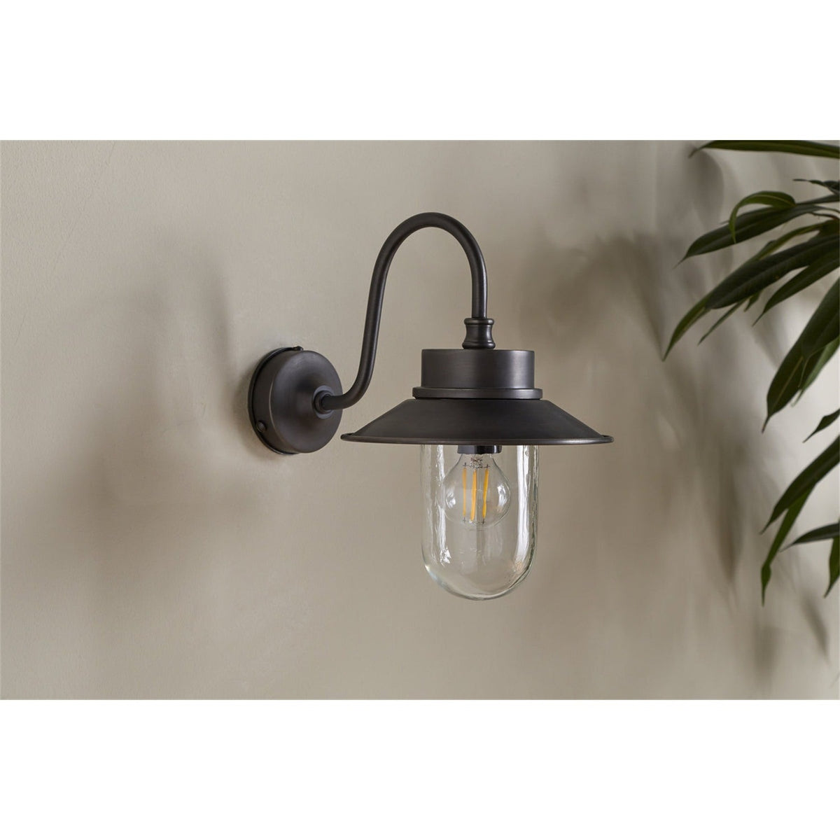 Alwar Swan Neck Outdoor Wall Light - Antique Bronze