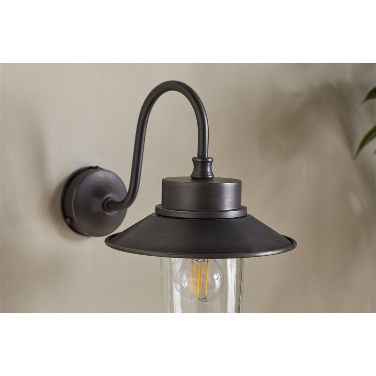 Alwar Swan Neck Outdoor Wall Light - Antique Bronze