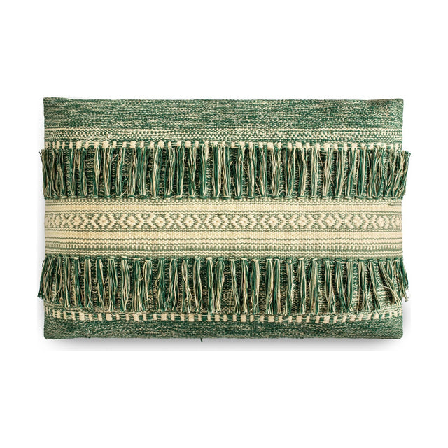 Padal 60 x 40cm Woven Fringed Cushion Cover - Green