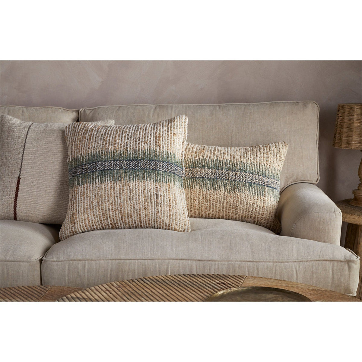Zairya 50 x 50cm Jute & Cotton Cushion Cover - Sea Foam