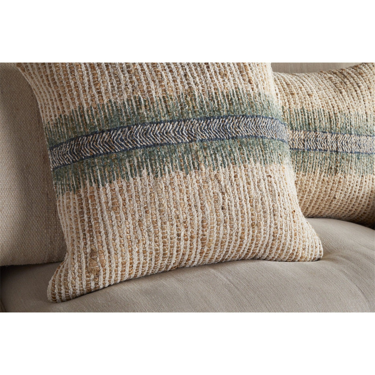 Zairya 50 x 50cm Jute & Cotton Cushion Cover - Sea Foam