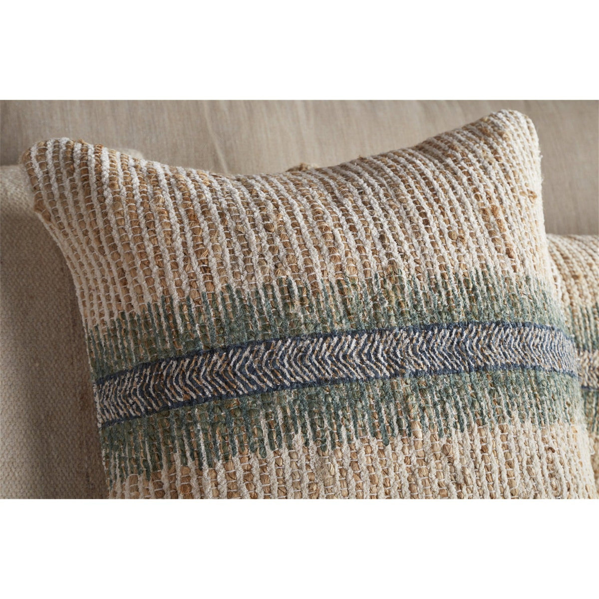 Zairya 60 x 40cm Jute & Cotton Cushion Cover - Sea Foam