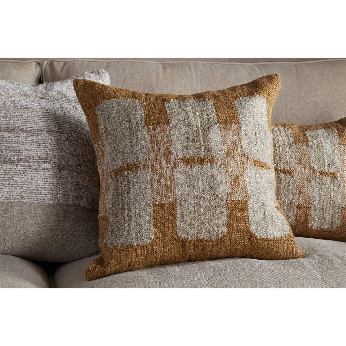 Akki 60 x 40cm Wool & Cotton Cushion Cover - Ochre