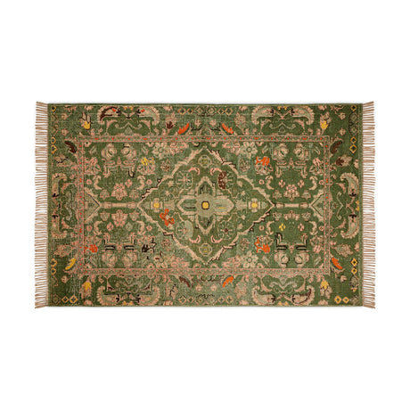 Okuta 150 x 240cm Block Print Jute Rug - Olive Green