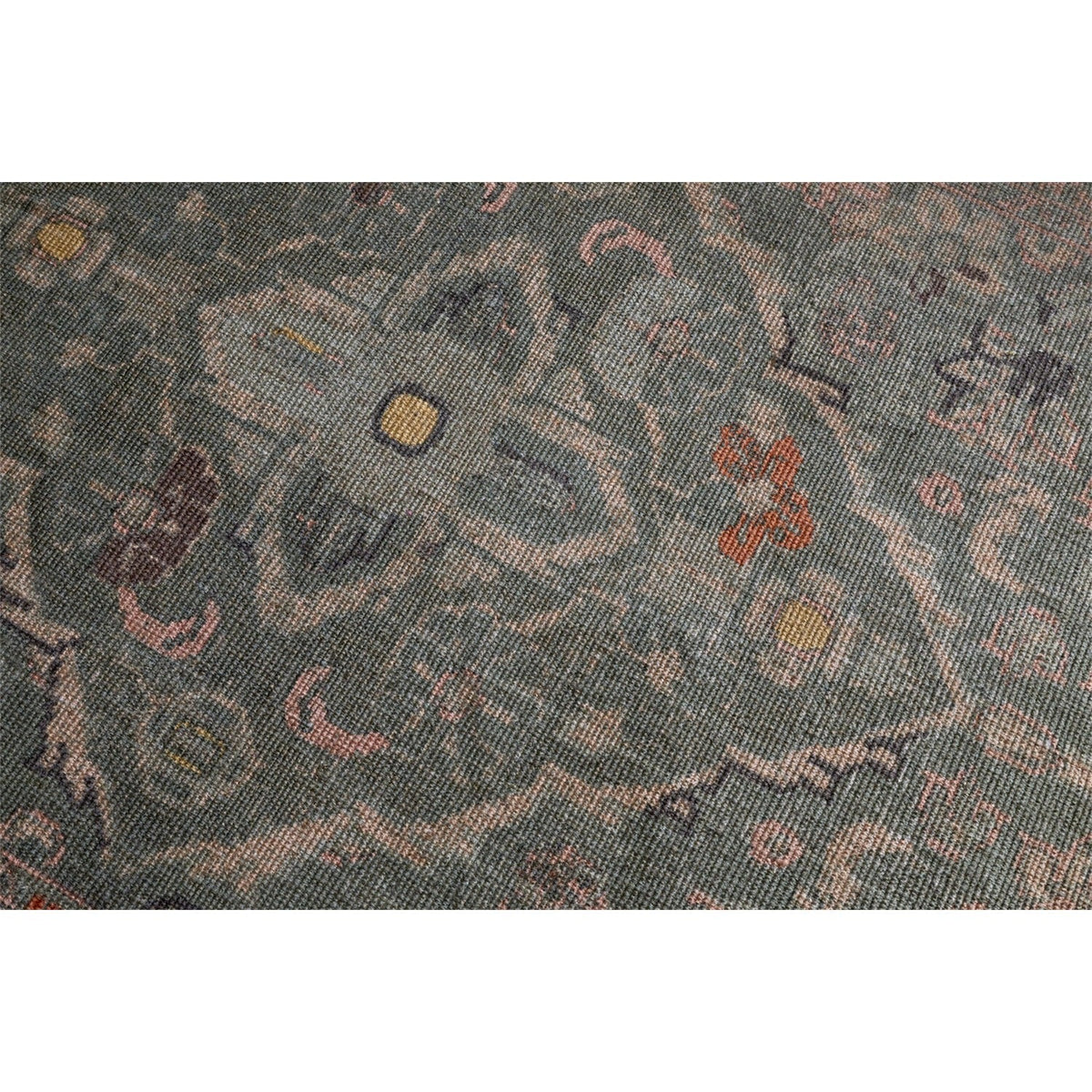 Okuta 150 x 240cm Block Print Jute Rug - Olive Green