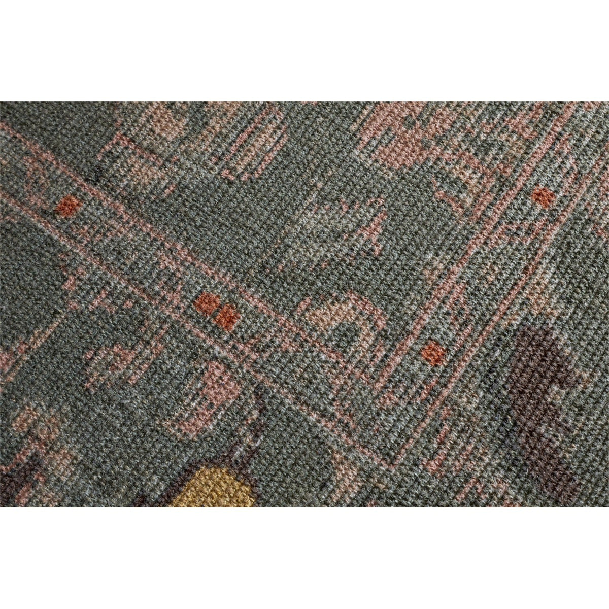 Okuta 150 x 240cm Block Print Jute Rug - Olive Green