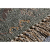 Okuta 150 x 240cm Block Print Jute Rug - Olive Green