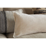Menmai 35 x 80cm Velvet Lumbar Cushion Cover - Cream