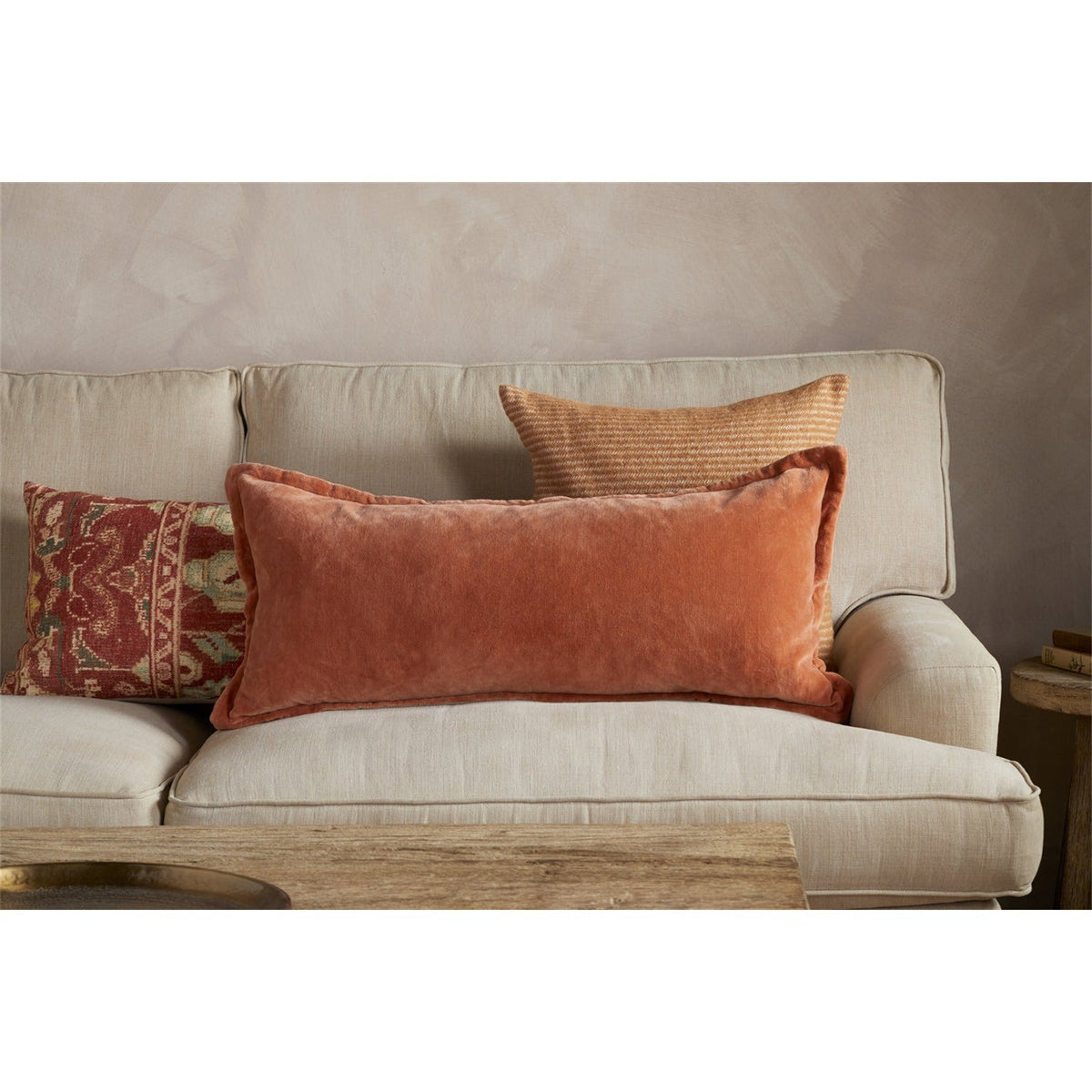 Menmai 35 x 80cm Velvet Lumbar Cushion Cover - Cinnamon