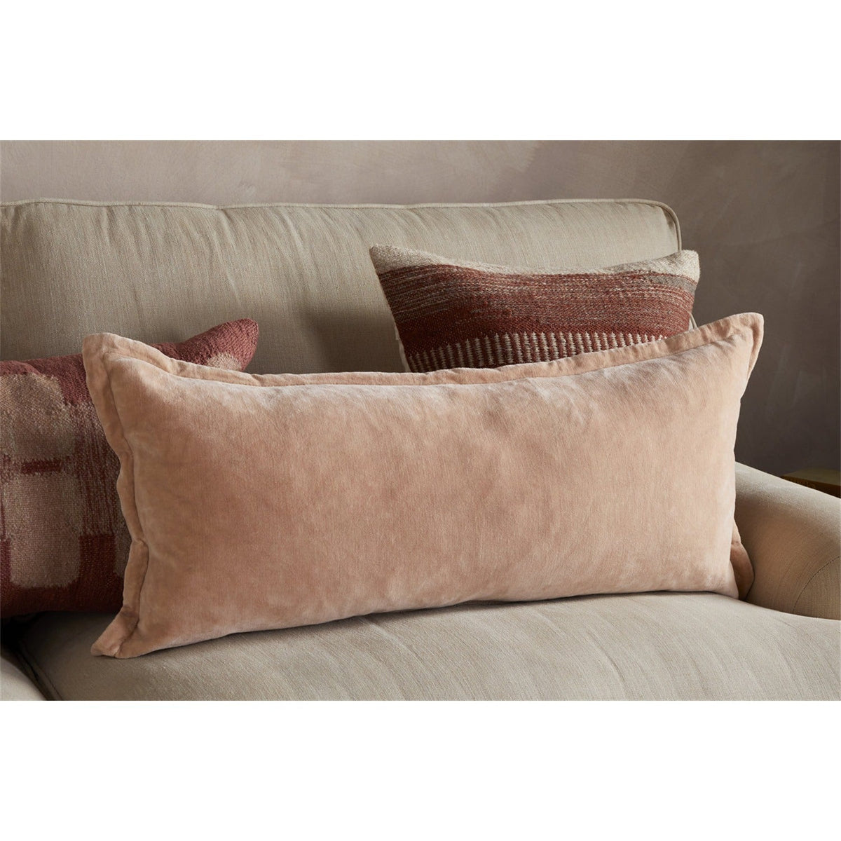 Menmai 35 x 80cm Velvet Lumbar Cushion Cover - Dusty Pink