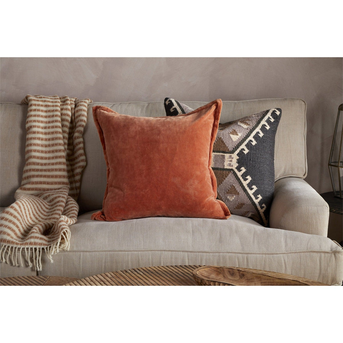 Menmai 50 x 50cm Velvet Cushion Cover - Cinnamon