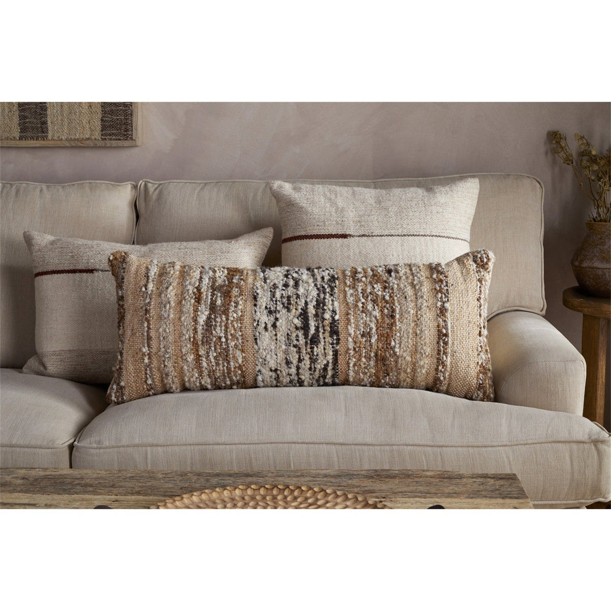 Maua 35 x 80cm Boucle Lumbar Cushion Cover - Mocha