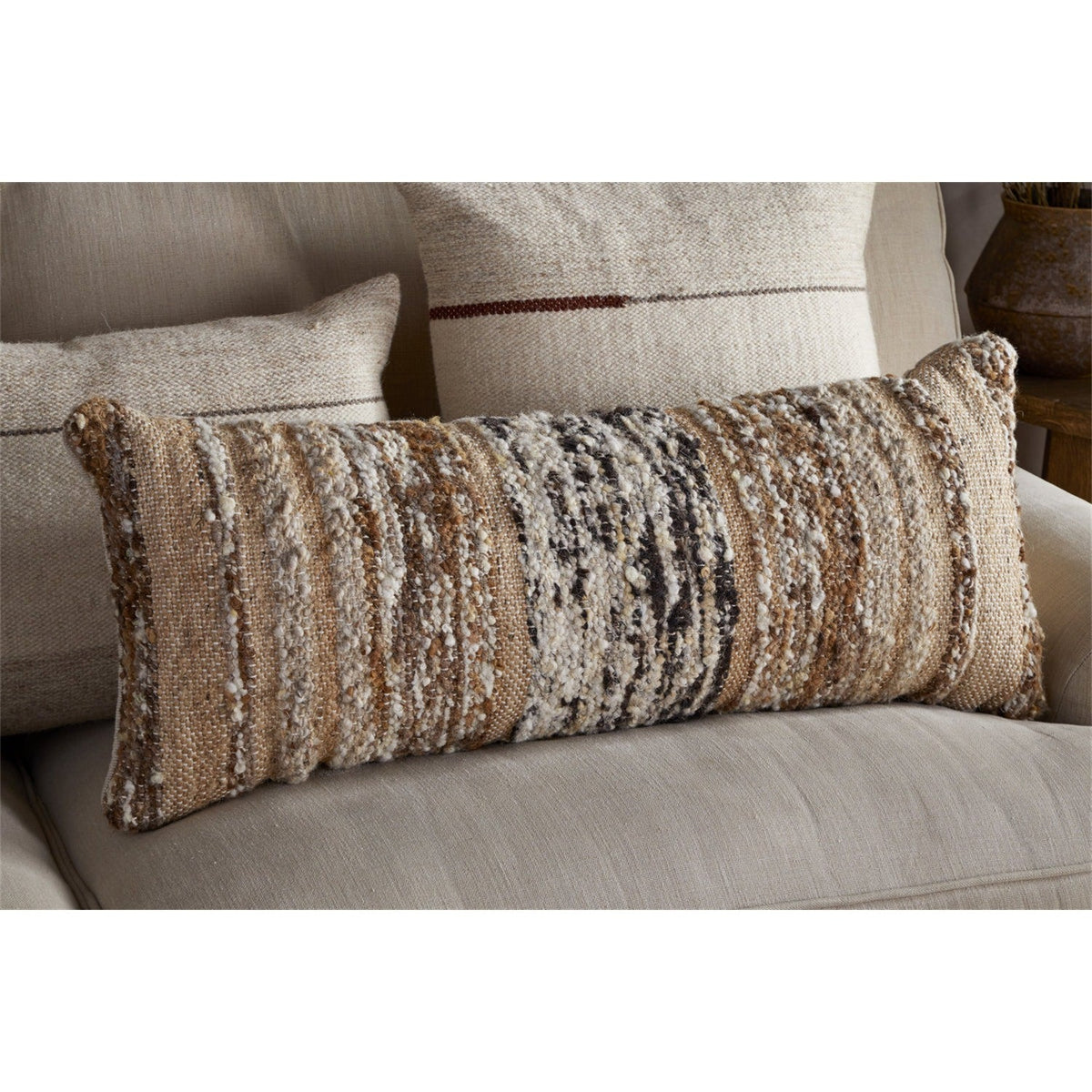 Maua 35 x 80cm Boucle Lumbar Cushion Cover - Mocha